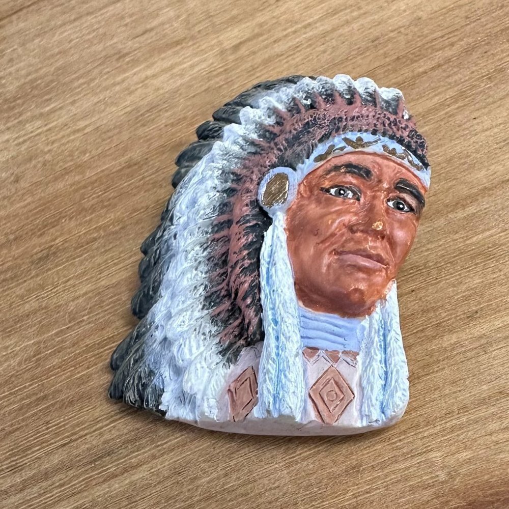 Vintage Pin Titichakyo Chief Of Wolves By Jonnie Chardonn Signed 1999 Indian